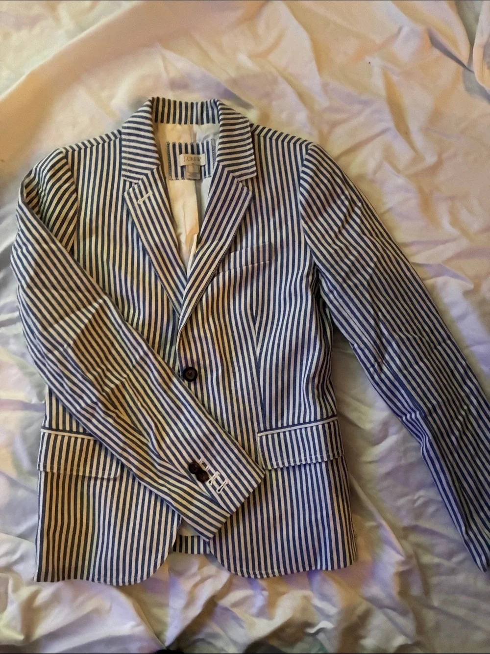 J. Crew Blue and White Striped Blazer